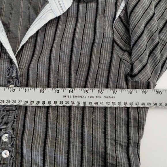 Elisa Cavaletti Blouse Womens Size M Gray Lagenlook Button Front Italy - Picture 6 of 10
